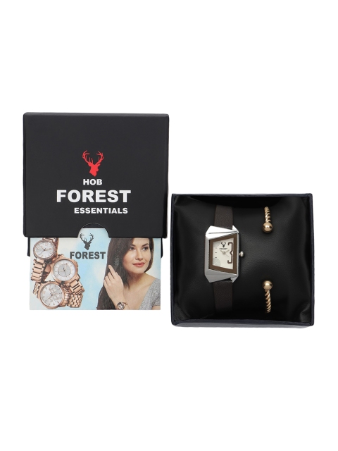 

Hobforestessentials Women Watch & Jewellery Gift Set, White