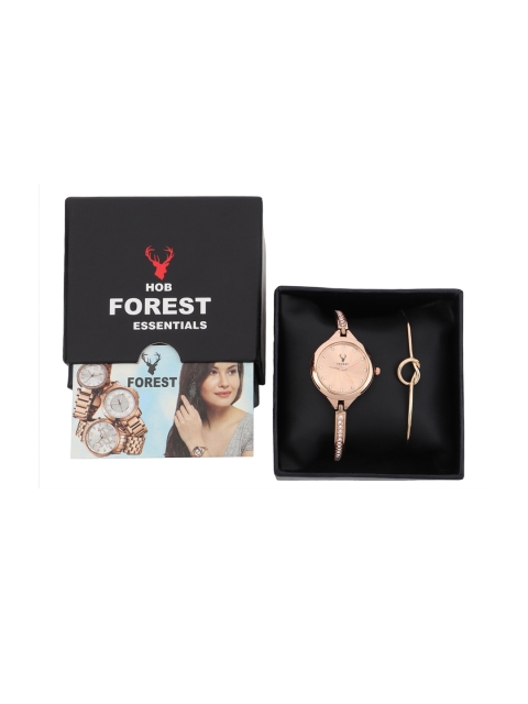 

Hobforestessentials Women Gift Set of Watch & Bracelet, Rose gold
