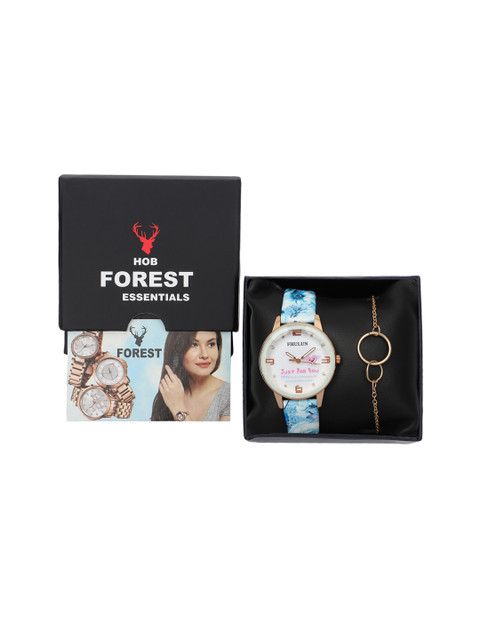 

Hobforestessentials Women Blue Watch & Jewellery Gift Set