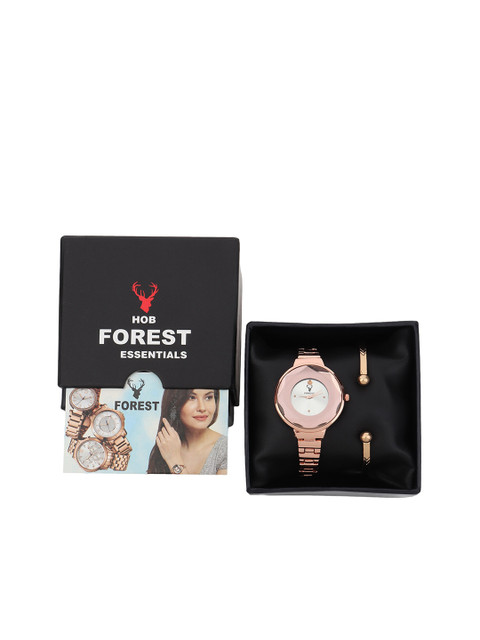 

Hobforestessentials Women Gift Set of Watch & Bracelet, Silver