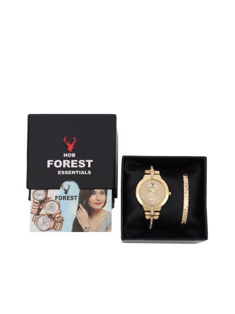 

Hobforestessentials Gold-Toned Women Watch & Jewellery Gift Set