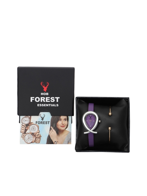 

Hobforestessentials Women Gift Set of Watch & Bracelet, Purple