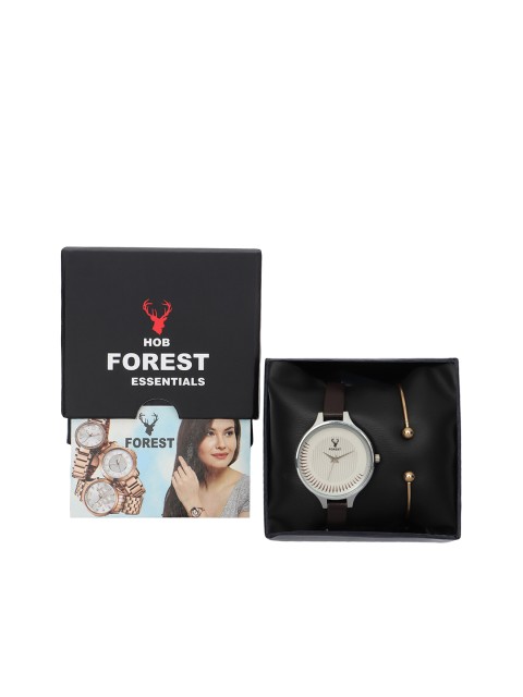 

Hobforestessentials Women White Watch & Jewellery Gift Set