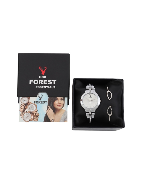 

Hobforestessentials Women Purple Watch & Jewellery Gift Set, Silver
