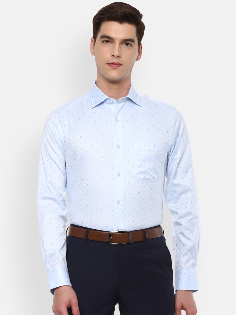 

Louis Philippe Men Blue Pure Cotton Regular Fit Textured Formal Shirt