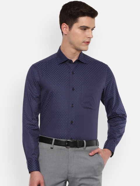 

Louis Philippe Men Navy Blue Classic Printed Pure Cotton Formal Shirt
