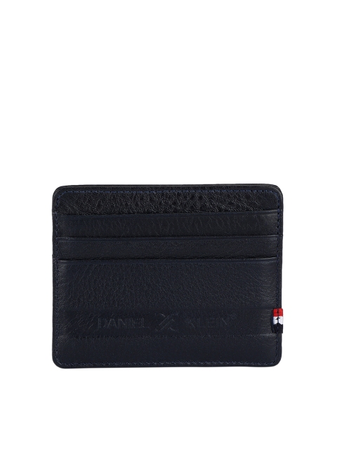 

Daniel Klein Men Navy Blue Textured Leather Card Holder