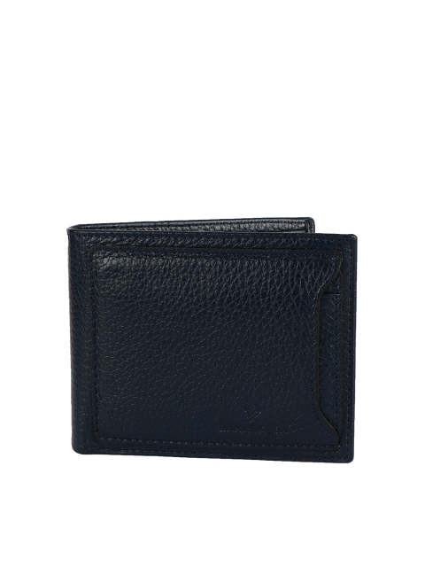 

Daniel Klein Men Navy Blue Textured Leather Two Fold Wallet