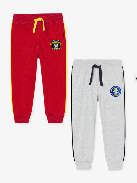 

Miss & Chief Kids Pack Of 2 Solid Pure Cotton Joggers, Red