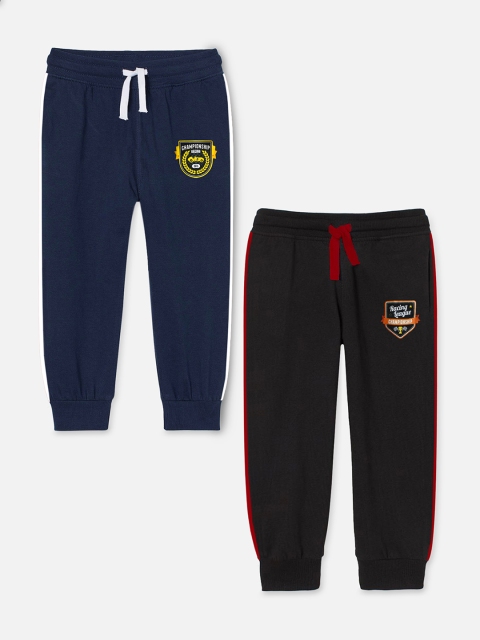 

Miss & Chief Kids Pack Of 2 Solid Pure Cotton Joggers, Blue