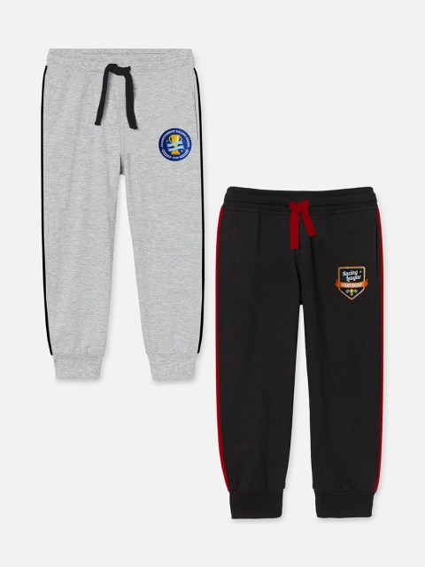 

Miss & Chief Kids Pack Of 2 Solid Pure Cotton Joggers, Black