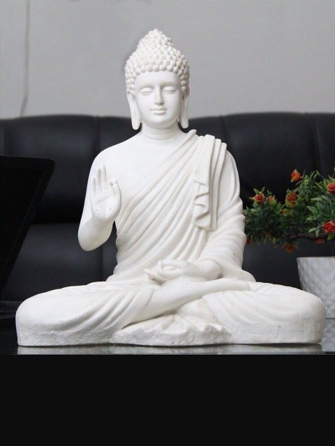

Wonderland White Buddha Statue Resin Showpiece