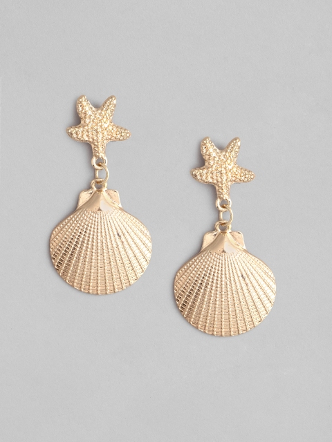 

Carlton London Gold-Plated Starfish & Sea Shell Shaped Drop Earrings