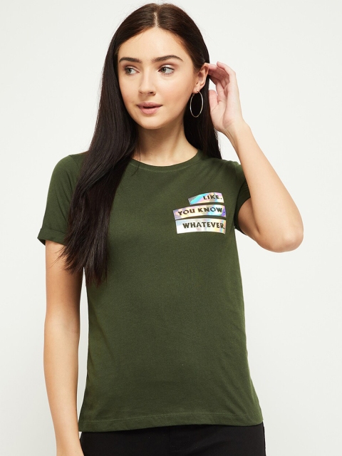 max Women Green Printed T-shirt