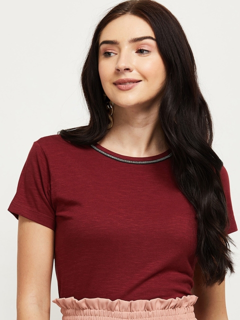 

max Women Maroon T-shirt