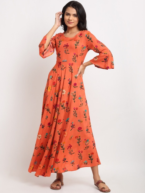

Ardozaa Women Orange Floral Maxi Dress