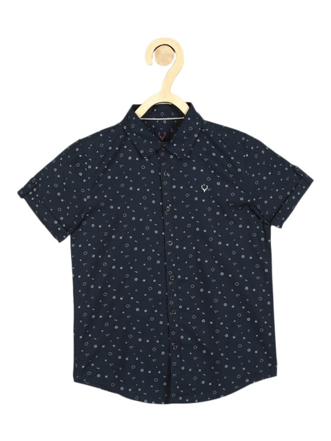 

Allen Solly Junior Boys Navy Blue Slim Fit Printed Casual Shirt