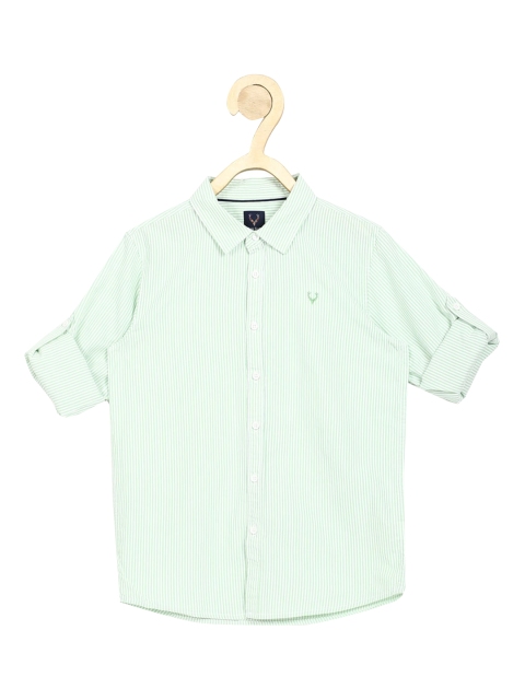 

Allen Solly Junior Boys Green Striped Slim Fit Cotton Casual Shirt