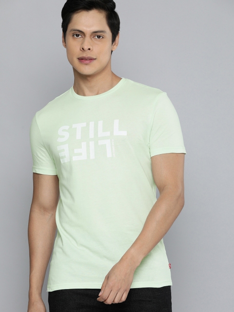 

Levis Men Green Typography Printed Pure Cotton T-shirt