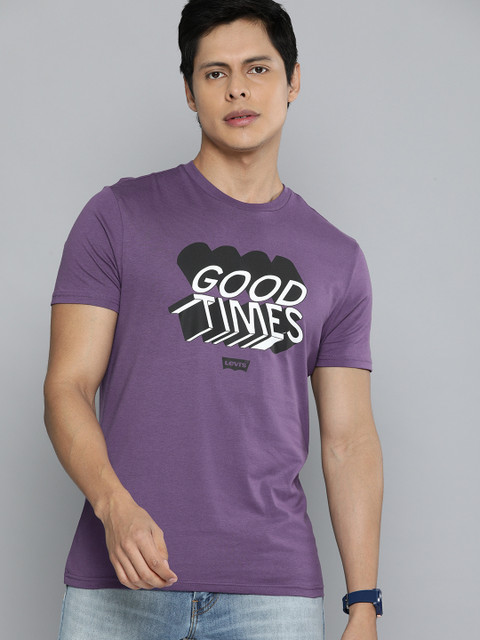 

Levis Men Purple Typography Printed Pure Cotton T-shirt