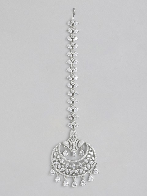 

Melani Borsa Silver Plated American Diamond Studded Handcrafted Maang Tika