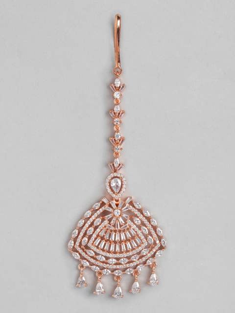 

Melani Borsa Rose-Gold Plated American Diamond Studded Handcrafted Maang Tika