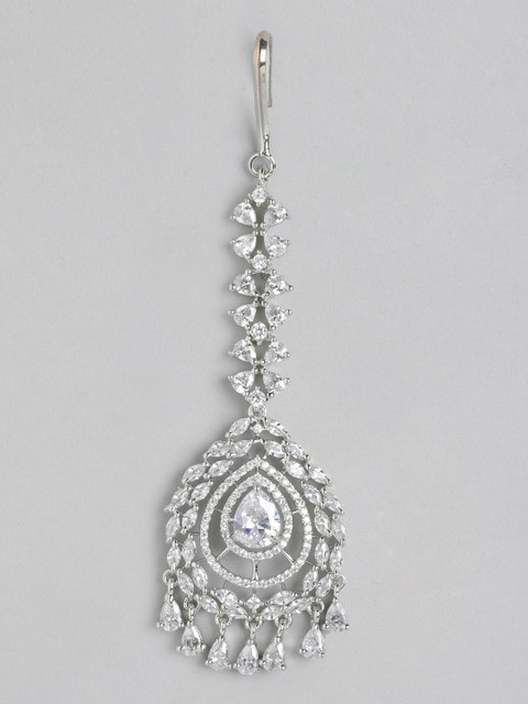

Melani Borsa Silver Plated American Diamond Studded Handcrafted Maang Tika