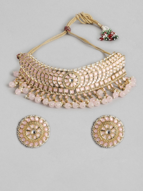 

Melani Borsa Pink Gold-Plated Kundan Studded & Beaded Jewellery Set