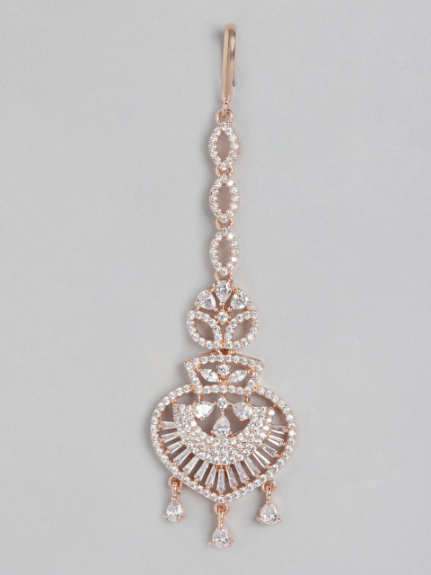 

Melani Borsa Rose Gold Plated American Diamond Studded Handcrafted Maang Tika