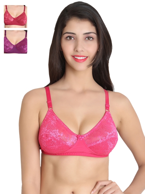 

Leading Lady Pack of 3 Lace Full-Coverage Bras, Maroon