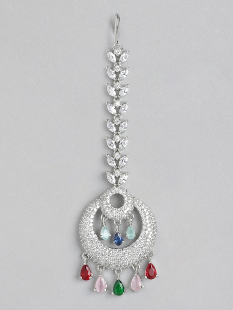 

Melani Borsa Silver-Plated American Diamond Studded Handcrafted Maang Tika