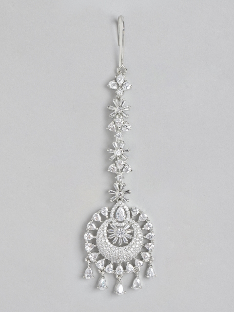 

Melani Borsa Silver-Plated American Diamond Studded Handcrafted Maang Tika