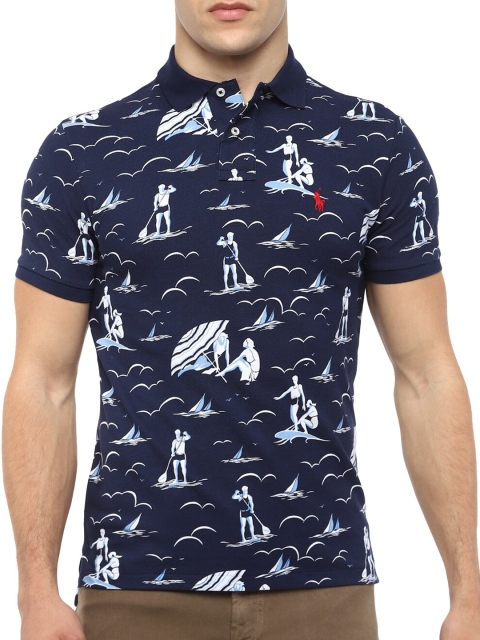 

Polo Ralph Lauren Men Navy Blue Printed Polo Collar T-shirt