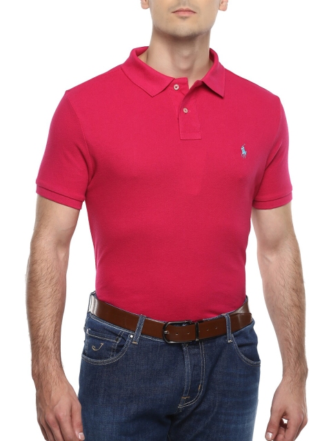 

Polo Ralph Lauren Men Fuchsia Pink Cotton Polo Collar T-shirt