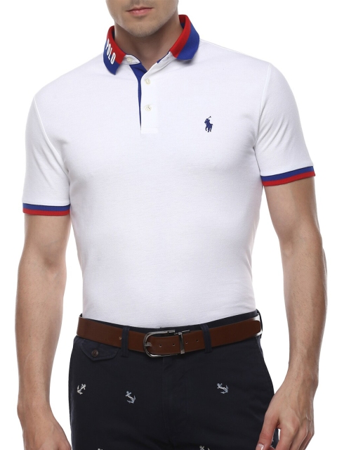 

Polo Ralph Lauren Men White Polo Collar Slim Fit T-shirt