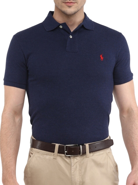 

Polo Ralph Lauren Men Navy Blue Solid Polo Collar T-shirt