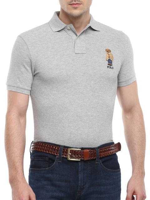 

Polo Ralph Lauren Men Grey Melange Polo Collar T-shirt