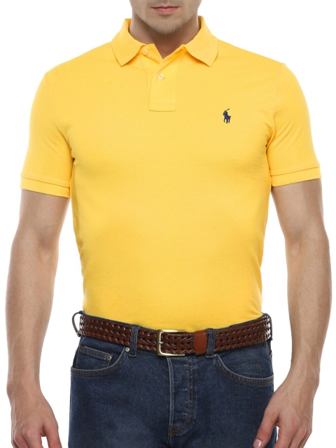 

Polo Ralph Lauren Men Yellow Slim Fit Solid Polo Collar T-shirt
