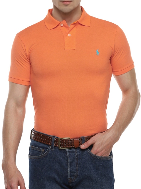

Polo Ralph Lauren Men Orange Solid Polo Collar T-shirt