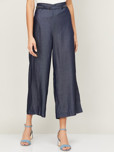 

CODE by Lifestyle Women Blue Solid Culottes Trousers