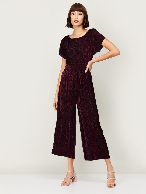 

CODE by Lifestyle Burgundy Waist-Tie-up Basic Jumpsuit