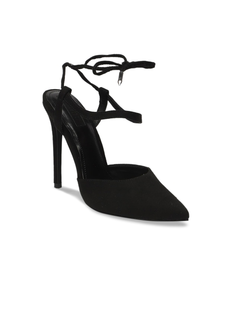 

FOREVER 21 Women Black Lace-Up Stiletto Pumps