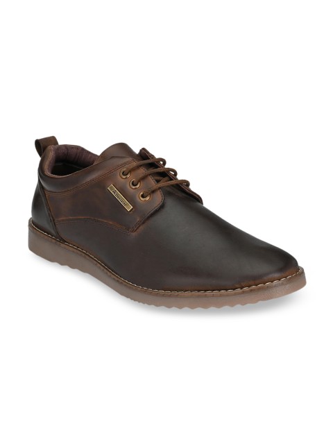 

Alleviater Men Brown Solid Leather Derbys