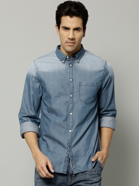 

French Connection Men Blue Denim Casual Shirt