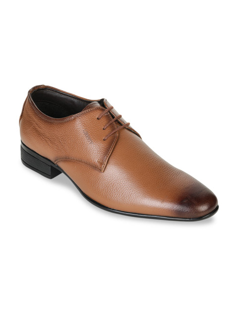 

Liberty Men Tan Brown Solid Leather Formal Derbys