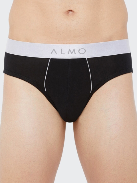 

Almo Wear Men Black & White Solid Micro Modal Basic Briefs Fabio-B-102