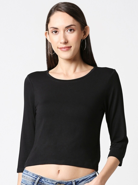 

Kraus Jeans Women Black Cropped T-shirt