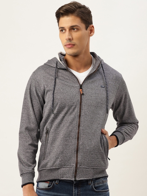 

Monte Carlo Men Navy Blue Melange Effect Hooded Sweatshirt