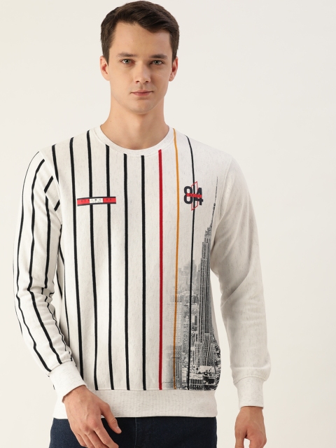 

Monte Carlo Men White Striped Sweatshirt