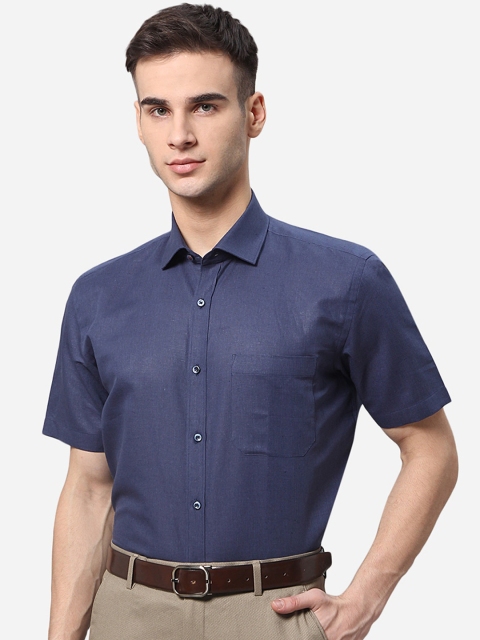 

Greenfibre Men Navy Blue Formal Shirt